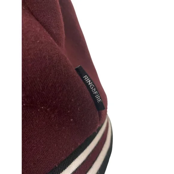 Ring Of Fire Mens Varsity Jacket Size L Maroon & White Polyester - Picture 8 of 12